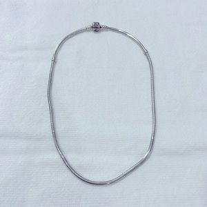Pandora moments snake necklace 16” with barrel closure. Worn one time